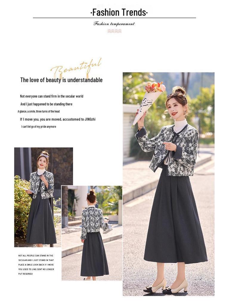 Spring 2025 Women's Embroidered Two-Piece Set: Short Jacket & Half Skirt