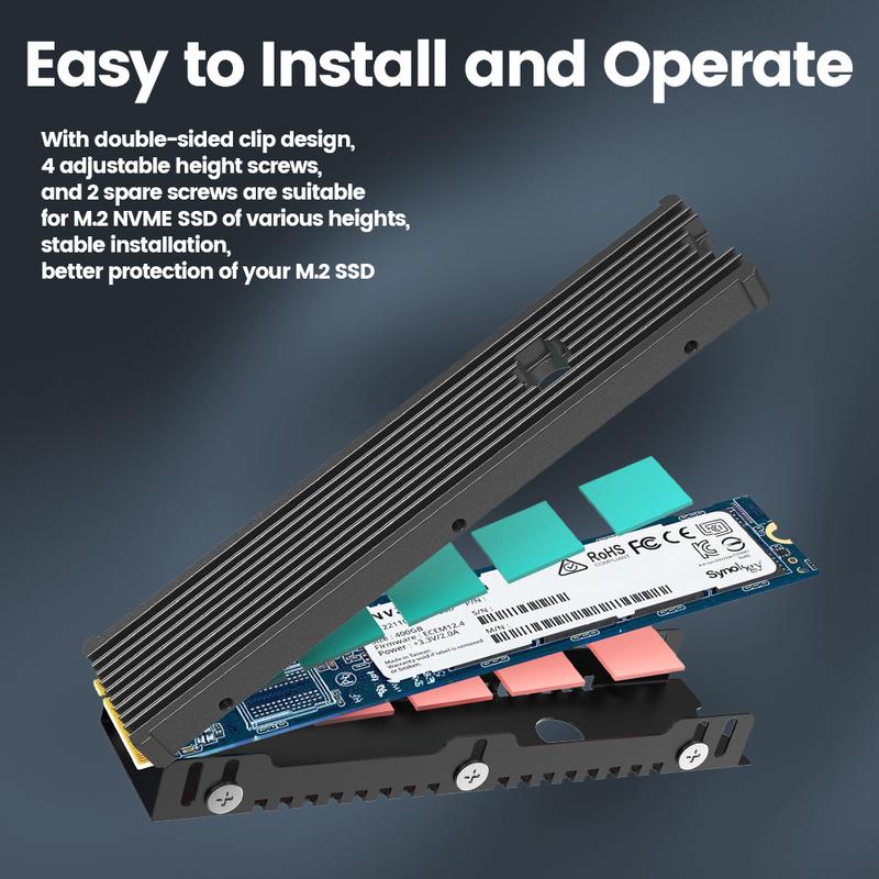 JEYI 22110 SSD Heatsink M.2 NVME Radiator Aluminum Alloy PS5 M.2 PCIE SATA SSD Efficient Radiator with Thermal Silicone pad
