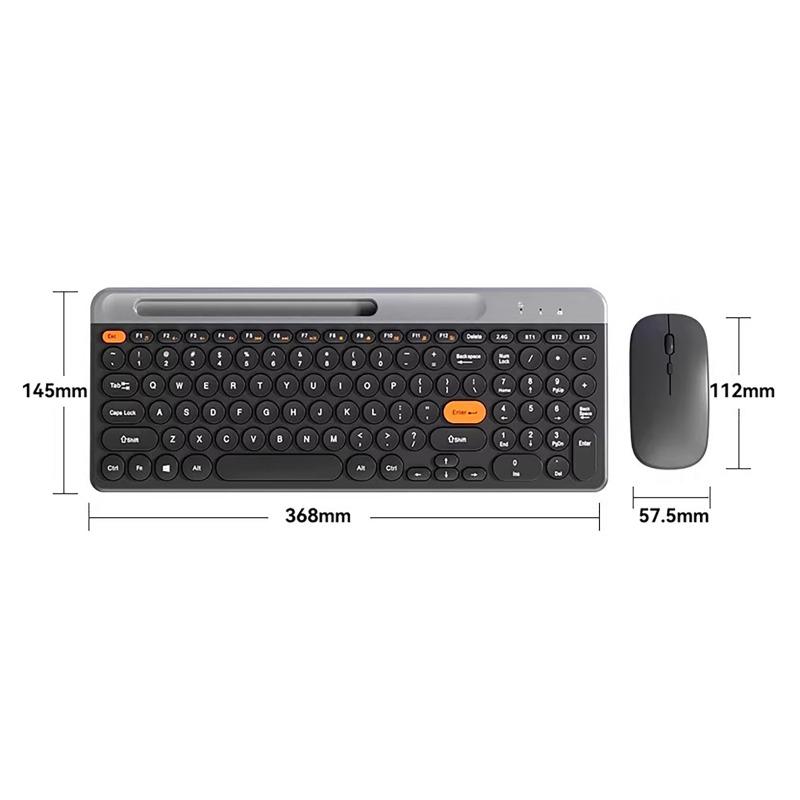 Tri-Mode Dual Bluetooth Keyboard & Mouse Set with Slot Ergonomic Design Silent Keyboard with Scissor-Switch for Laptops Desktops