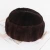 New Winter Men Luxury Real Mink Fur Hat Natural Warm Mink Fur Cap Russian Male Outdoor Genuine Real Mink Fur Fedoras Hats