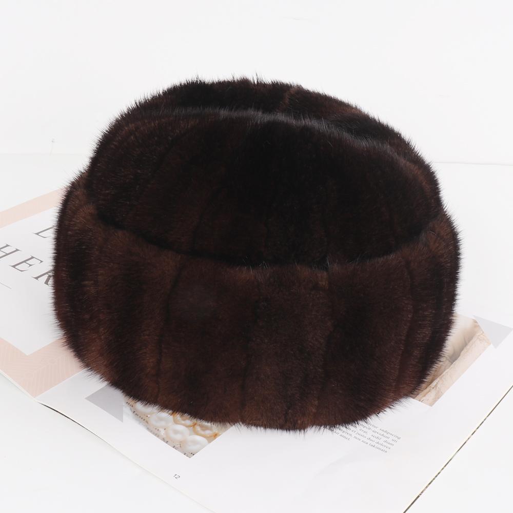 New Winter Men Luxury Real Mink Fur Hat Natural Warm Mink Fur Cap Russian Male Outdoor Genuine Real Mink Fur Fedoras Hats
