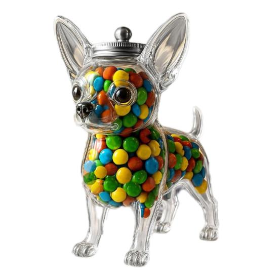 Treat Jar Reusable Dog Shape Glass Airtight Pet Food Storage