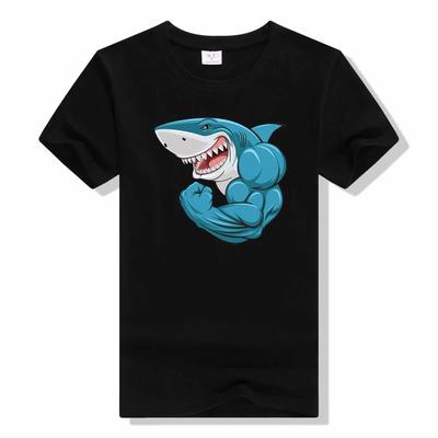 Muscle Shark T-Shirt Herren Damen Baumwolle Mode T-Shirts Rundhals Sport Fitnessstudio Fitness T-Shirts Kurzarm Oberteile t-shirt