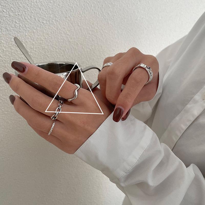 Korean-Style Geometric Retro Open Band Ring: Creative Thin Irregular Women s Index Finger Accessory Adjustable Open