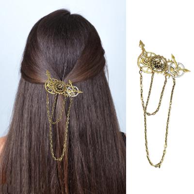 Vintage Steampunk Haarspange Punk Gothic Kopfschmuck Haarnadeln Haarspangen Haaraccessoires Quasten Kette Haarnadel