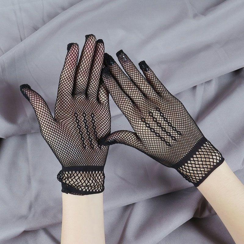 

Spring & Fall All-Match Lace Gloves Women s Thin Retro Socialite Cheongsam Accessories Elegance Lace Sexy Black Mesh New Arrival D87-black without lace One size