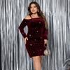 Women's Large Size Off-shoulder Long Skirt Solid Color Flash Sexy Slim Dress