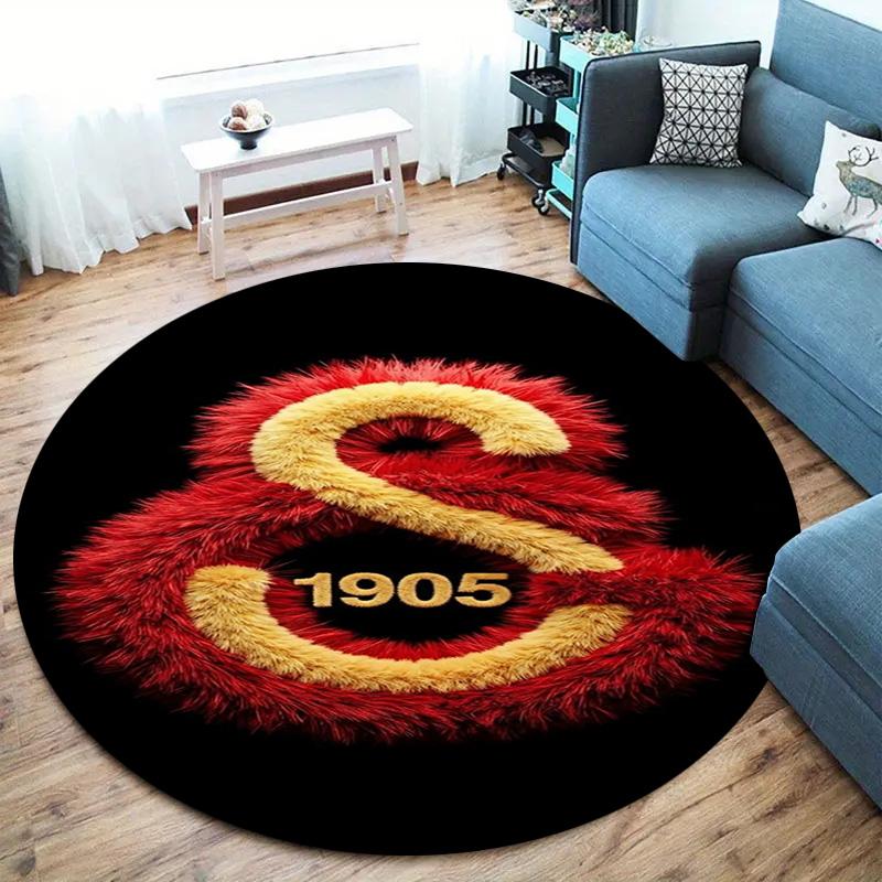 Galatasaray S Round Area Rug,Carpet Rug for Living Room Bedroom Sofa Playroom Decor,Non-slip Floor Mat