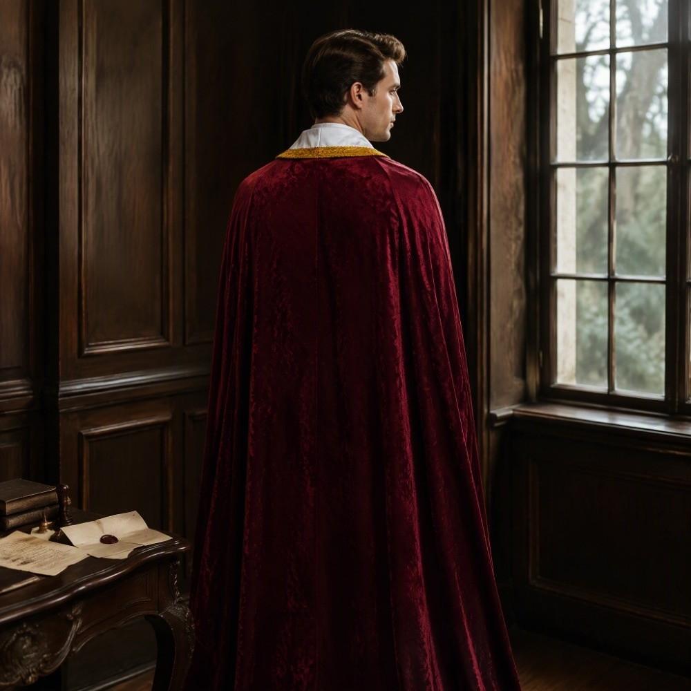 Burgundy Velvet Cape Long Cosplay Cloak Adults Medieval Cape Christmas