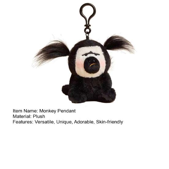 White-Faced Monkey Plush Keychain Soft Skin-Friendly Backpack Charm Unique Funny Ugly Doll Ornament Quirky Monkey Desk Decor