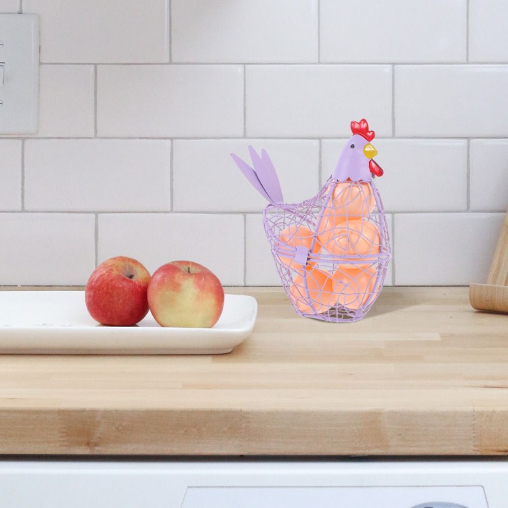 Iron Wire Easter Eggs Storage Containers Farmhouse Style Egg Holder Hen Shape Egg Baskets Fruit