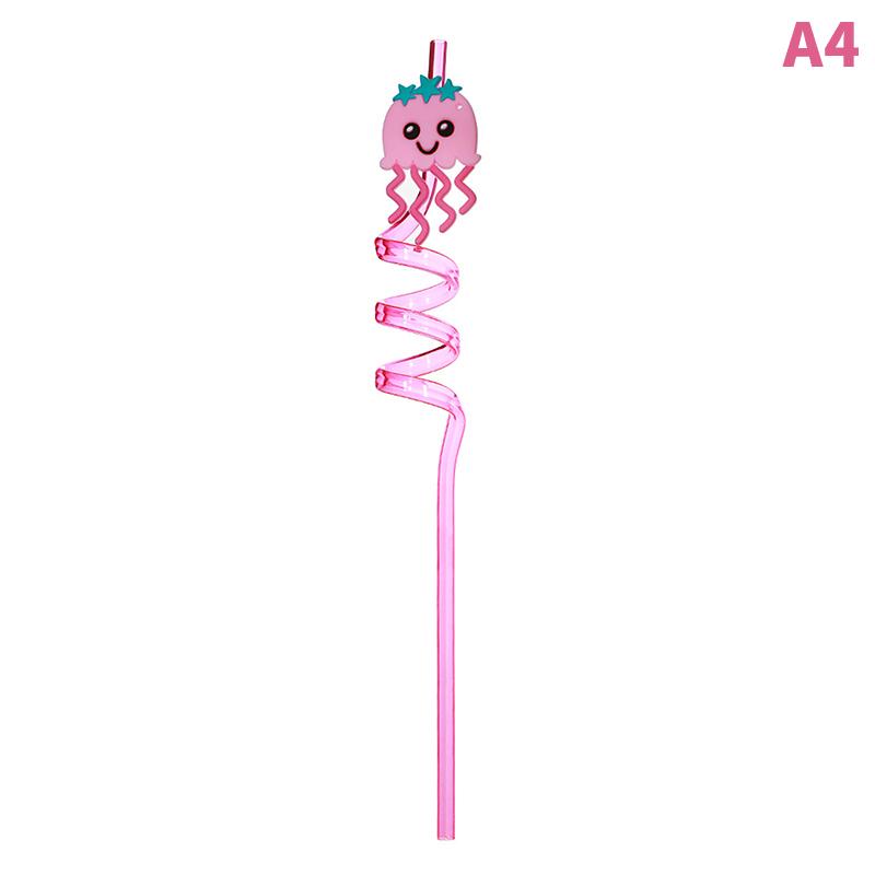 Summer Cartoon Creative Plastic Straw Marine Animal Curved Straw Kids