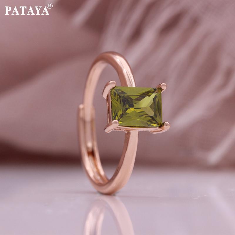 

Кольца PATAYA из розового золота с инкрустацией из искусственного циркона оливкового и красного цвета с цветком ююбы оливковый