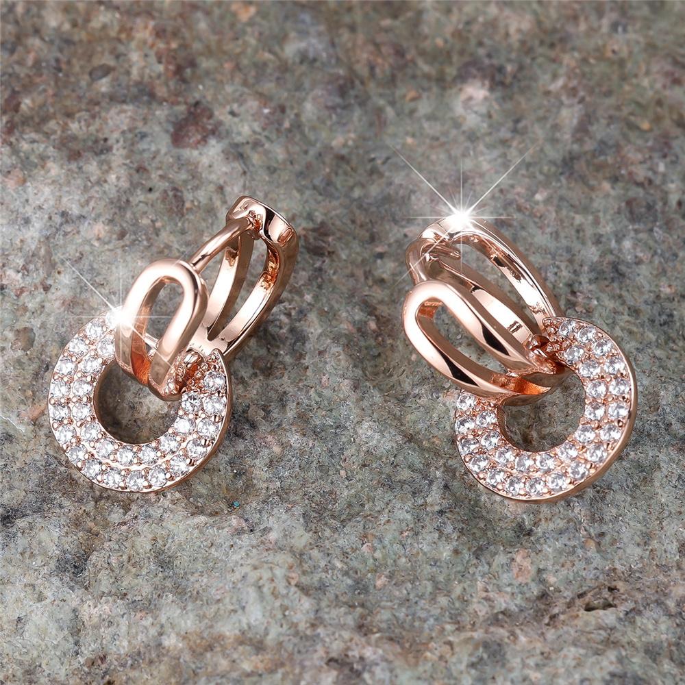 Brincos de Argola Redondos de Zircônia Branca Femininos de Luxo Moda Cor Ouro Rosa Prata Casamento Para Mulheres