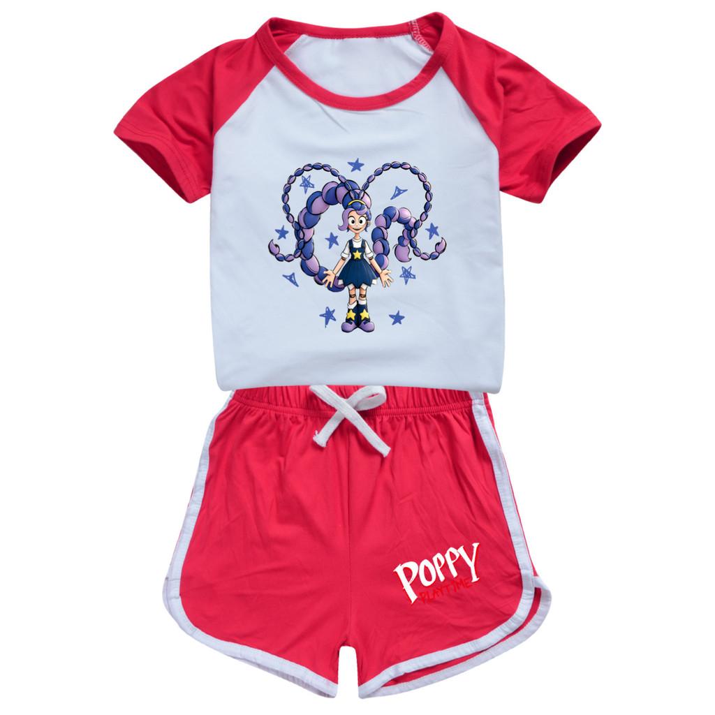 5592 Multi-color Girls Lily Lovebraids Print T-shirt Shorts Pants Tracksuit Set 100cm красный