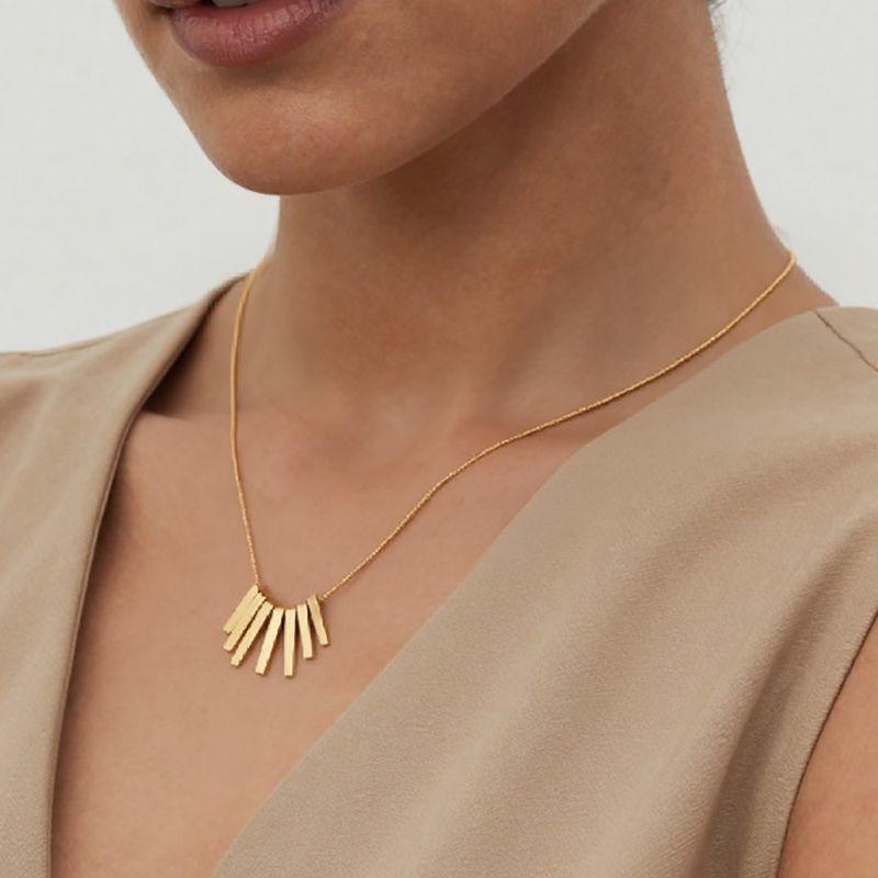 316L Stainless Steel Gold Vertical Bar Tassel Necklace Snake Chain Trendy Pendant Jewelry Women Gift