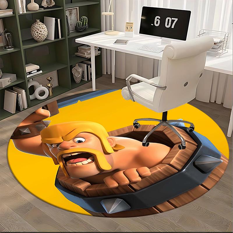 Clash Royale,Barbarian King Chair Mat Round Rug Office Carpet, Non Slip, Suitable for Living Rooms, Bedrooms Decor.1205007a