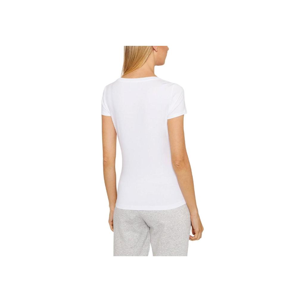Emporio Armani Letter Print Slim Fit Crew Neck T-Shirt Women Tops White 8NTT65-TJDQZ-1100
