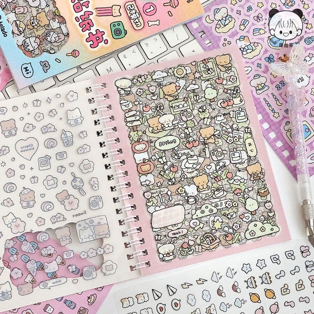 16 Feuilles Kawaii Kpop Livre d'Autocollants Décoratifs Dessin Animé Matériel DIY Autocollants Scrapbooking PET Papier Washi Journal