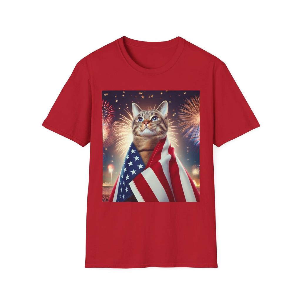 Cute Patriotic Cat T-Shirt - Great Gift, Cat Lovers