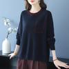 Women's Loose Pure Wool Sweater: Thickened Autumn/Winter, Round Neck, Single Pocket, Stylish Middle-Aged Mother's Knitwear.