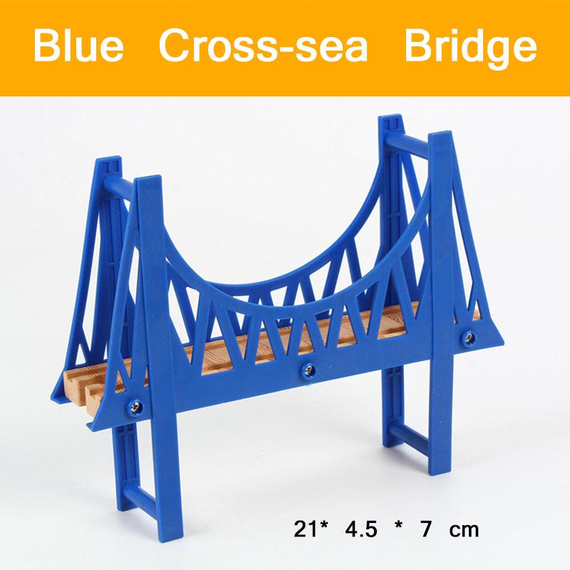Wooden Train Station & Car Garage Toy Beech Wood Railway Bridge Compatible with All Major Track Brands