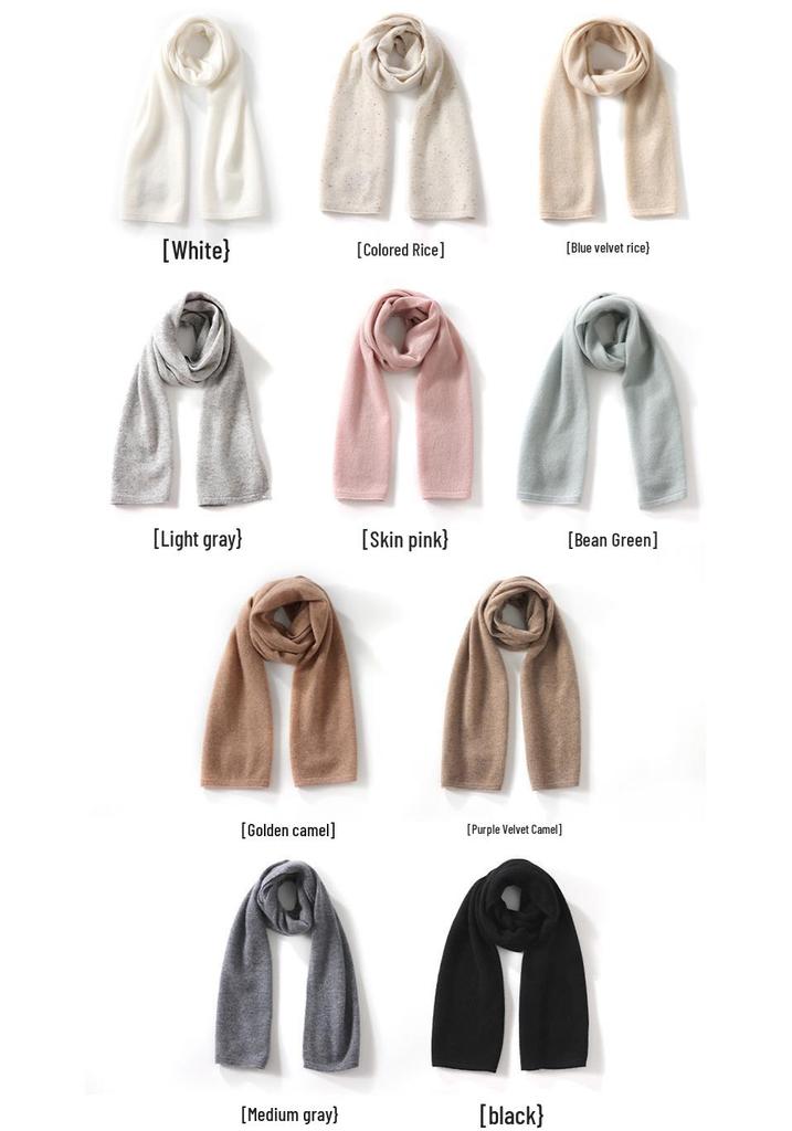 Women's 100% Pure Cashmere Scarf - Warm Soft Neck Warmer for Autumn/Winter, Solid Color, Perfect Gift