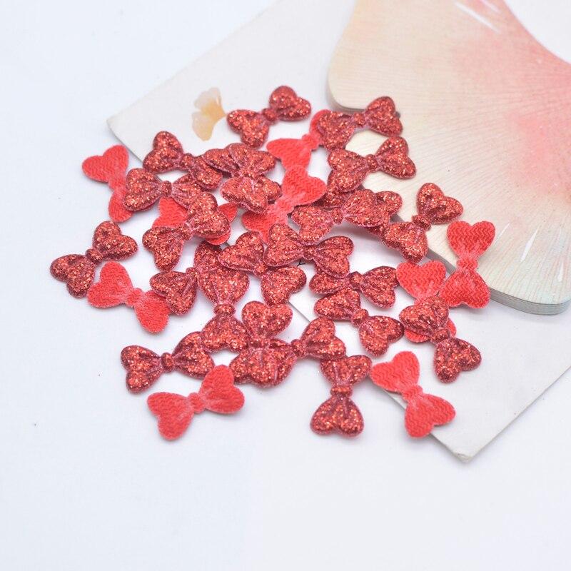 Wholesale 1000Pcs 15*9mm Glitter Leather Padded Bow Tie Appliques for DIY Crafts Hat Patches Headwear Hairpin Decor Accessories