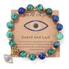 Natural Stone Bead Bracelet with Vintage Evil Eye Pendant, Versatile Hand Jewelry
