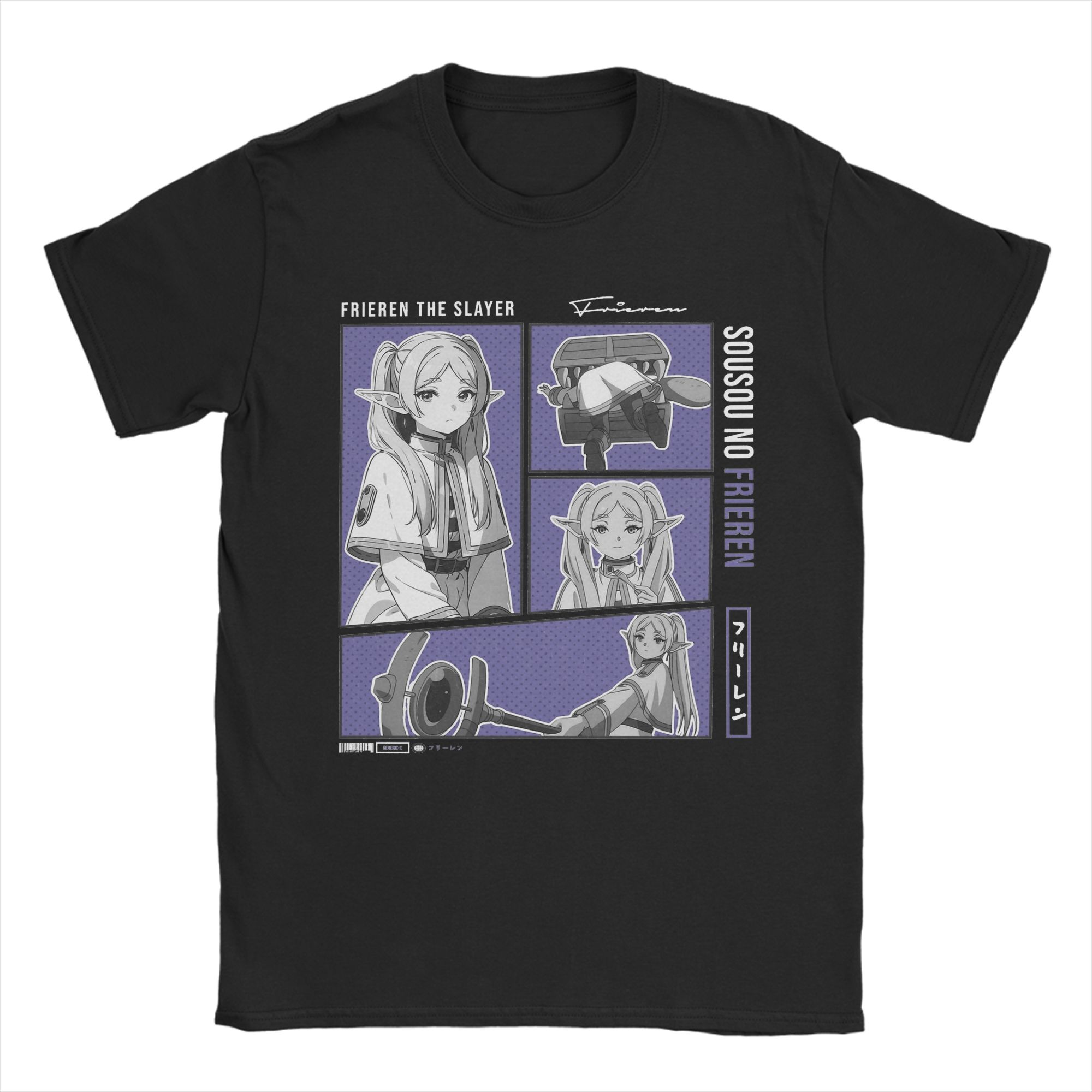 

Frieren Beyond Journeys End TShirt for Unisex Round Collar Pure Cotton T Shirts Sousou No Frieren Anime Short Sleeve Tees Clothes L