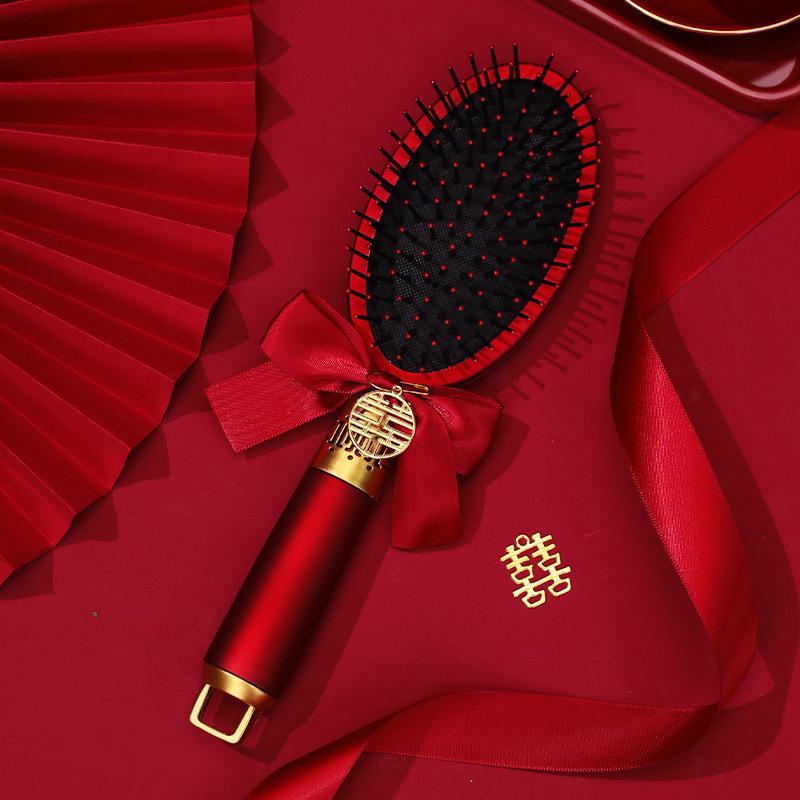 Red Cushion Comb Pair for Bride's Dowry - Wedding-Ready Accessory