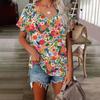 XL-7XL Plus Size T Shirt Women V Neck Short Sleeve Tops Summer Lovers Couples T Shirt Casual 3D Floral Print T Shirts