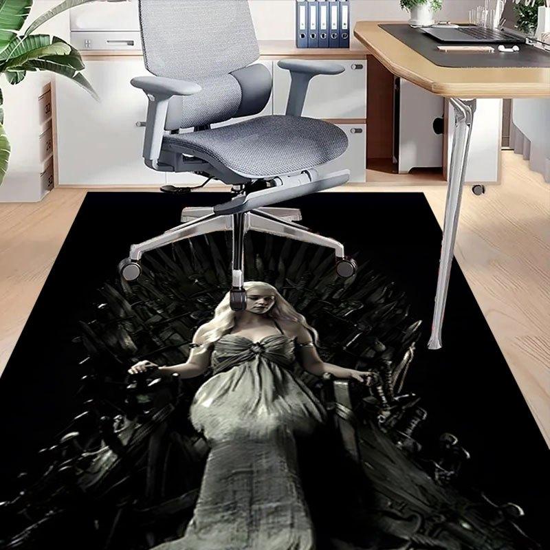 1pc Fire and Blood Office Carpet Chair Mats, Home Decor Mat Fantasy Theme Mat Durable Mat, Dragon Decor,Suitable for fantasy theme lovers