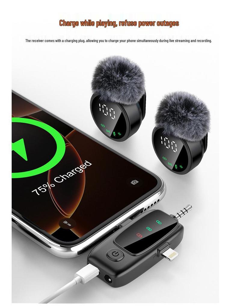 A8 Wireless Lavalier Microphone: 3-in-1 Noise Reduction for Outdoor Live Audio Recording & Universal Camera Use