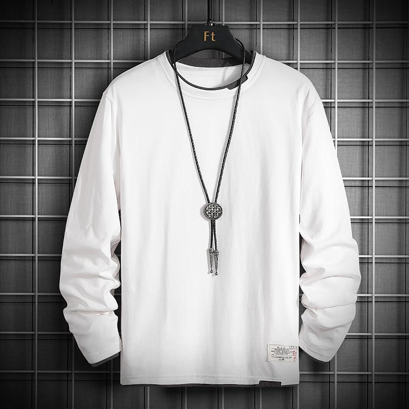 Spring Autumn Fake Two Pieces Cotton T-shirt Male Long Sleeve Casual Tee Men All-match Bottomed Pullover Tee