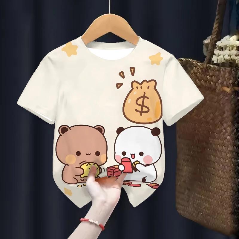 

Одежда для детей капибары Футболки Летние с принтом Мультяшная мода Футболка с коротким рукавом Топы для девочек Свободные футболки 160