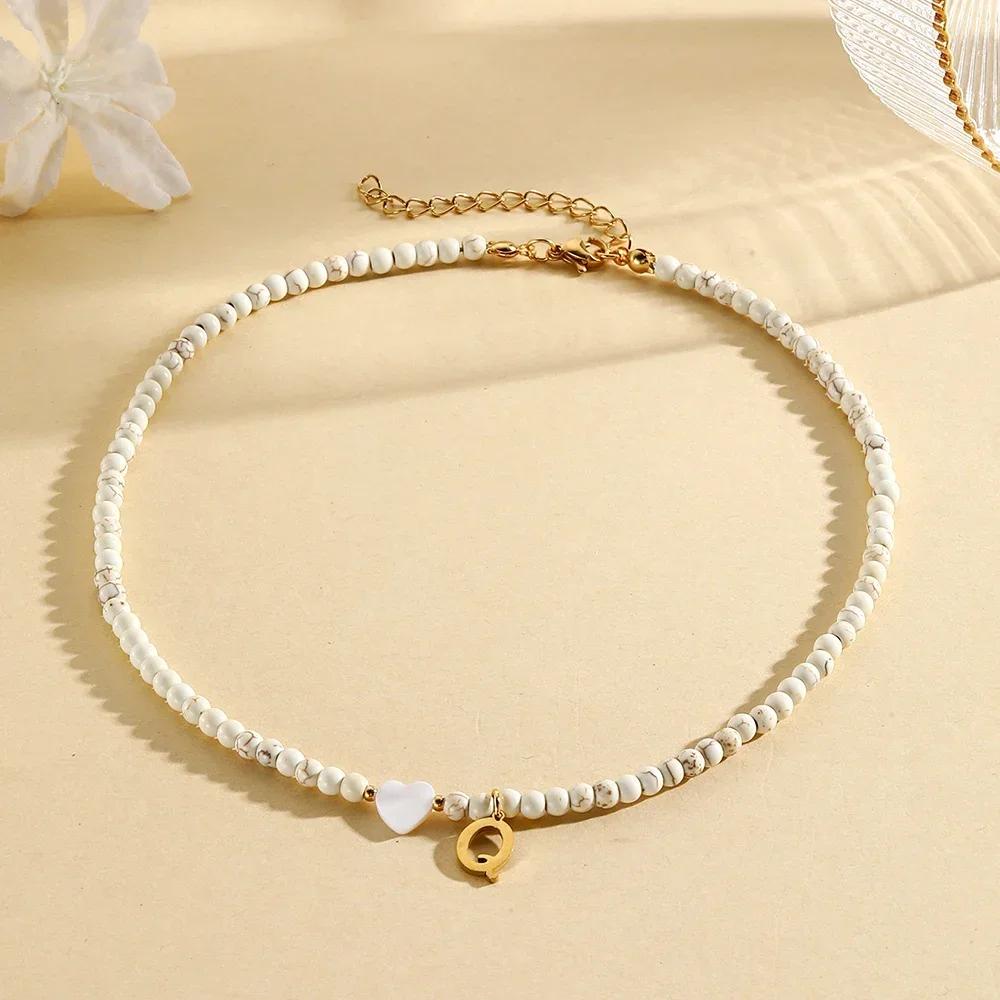 Bohemian Choker Neck Necklaces Heart-shaped Shell Letter Pendant Beads Women Necklace Woman Trend Jewelry Gift 2025