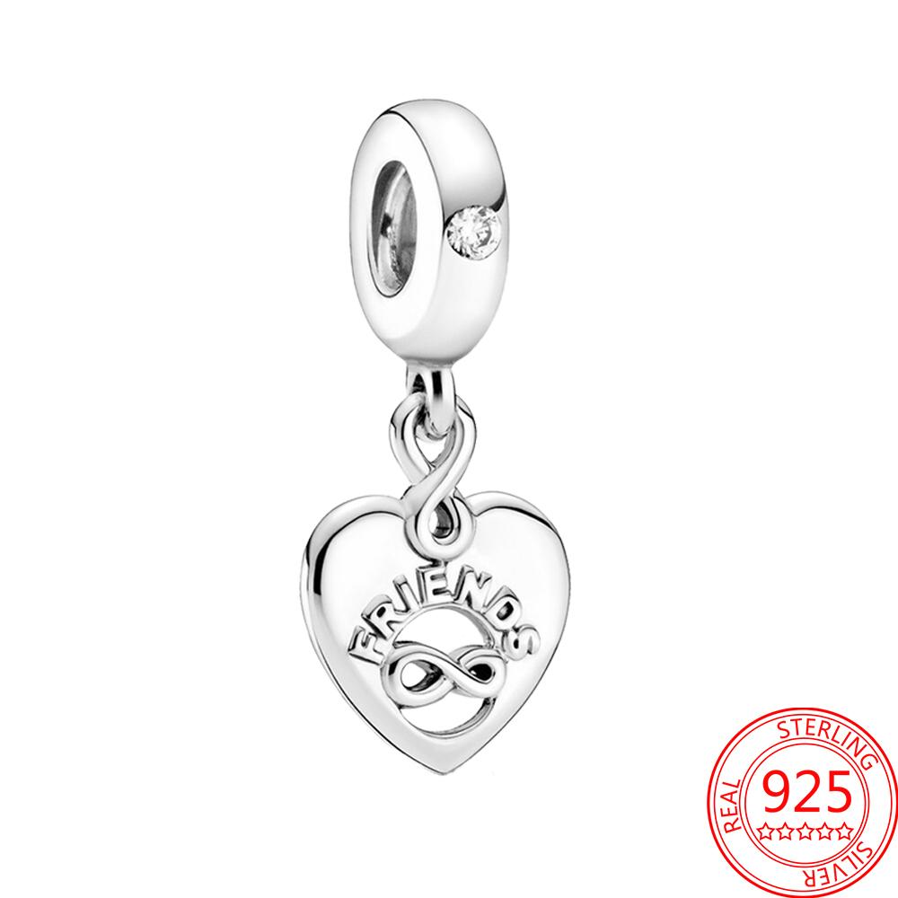 New 925 Silver Colorful Infinite Heart Flower Charms Fit Original Pendant Bracelet Necklace DIY Ladies Fine Jewelry