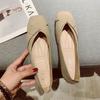 Single shoes summer and autumn square head comfortable versatile apricot light mouth one-pedal single shoes