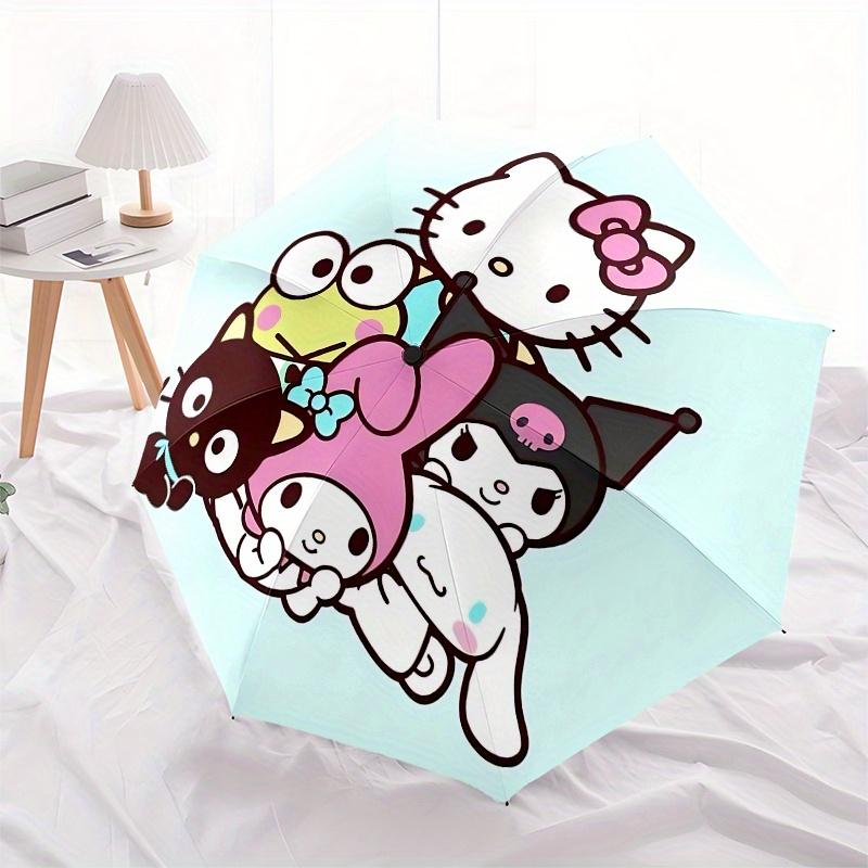 Hello Kitty, Sanrio Automatic Open/Close Umbrella-Cute Umbrella with Cute Design, Portable 3-Fold Compact Umbrella for Men & Women, Hallowee