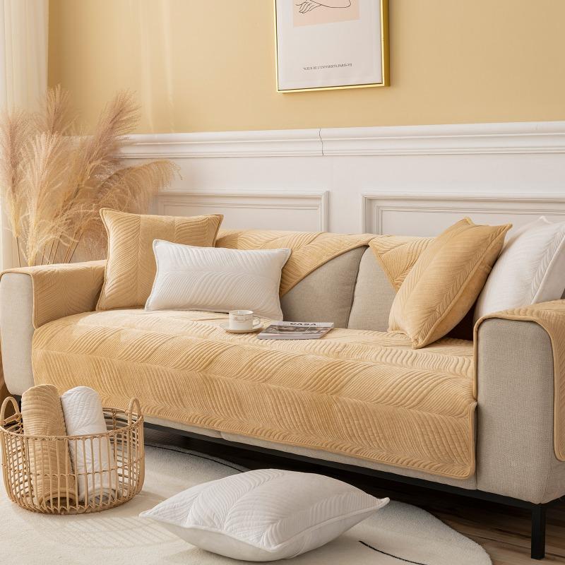 New Plush Combination Sofa Cushion Warm Plush Couch Cover Cushion for Autumn and Winter High-end Antiskid Leather Sofa Cover