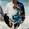 Men's Distressed Pattern Printed Long Sleeve Shirts Casual Cardigan New Button Holiday Fashion Shirts