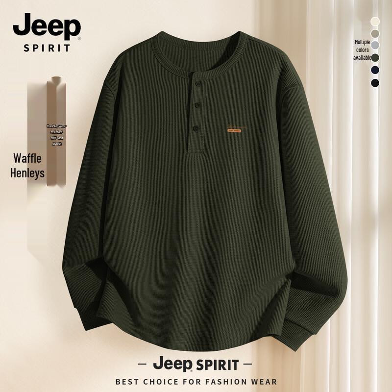 JEEP SPIRIT Men s Loose Fit Long-Sleeve Crew Neck T-Shirt L