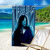proof beach towel with a singer Billie Eilish1 pattern - soft,absorbent,quick-drying,machine washable - perfect for swimming,camping,bathing