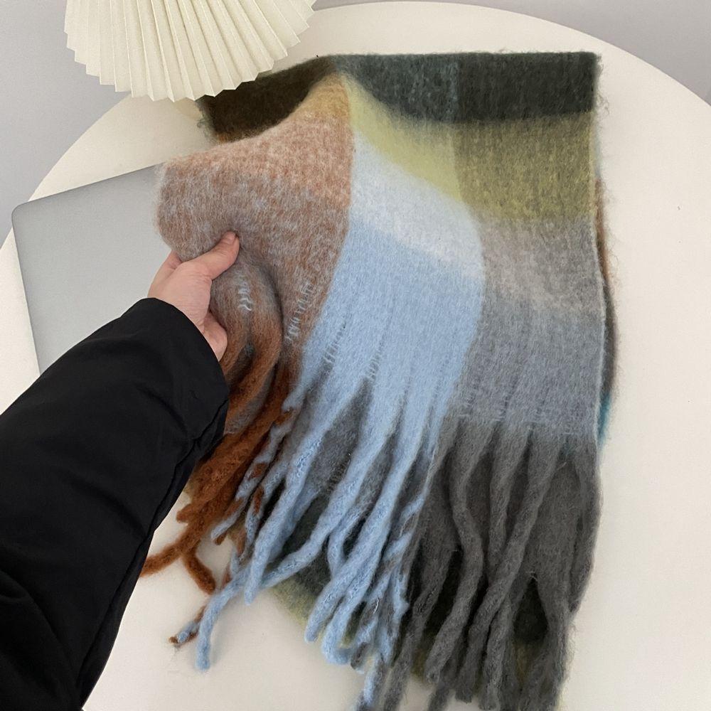 Style Scarves Autumn Winter Plaid Scarf Female Cashmere Shawl Pashmina  Wraps Cashmere Scarves