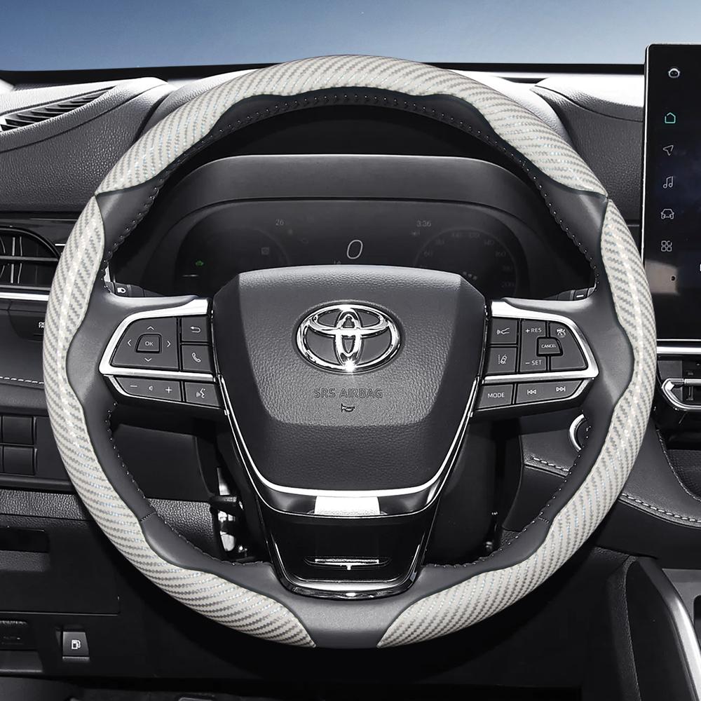 Suitable for Toyota Carbon Fiber Texture Steering Wheel Cover with Segmented Quick-Release Design, Durable, for Rav4, Hilux, Camry, Y