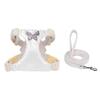 Pet Leash Set for Small Dogs Elegant Harness with Bow Walking Leash Ultrasonic Liquid Fabric Dog Harness Cat Collar Accessories