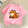 Cartoon Fox Print Tshirts For Boys Girls Summer Children Casual Cute Colorful Tops Kids Comfortable Oneck Short Sleeve Tees