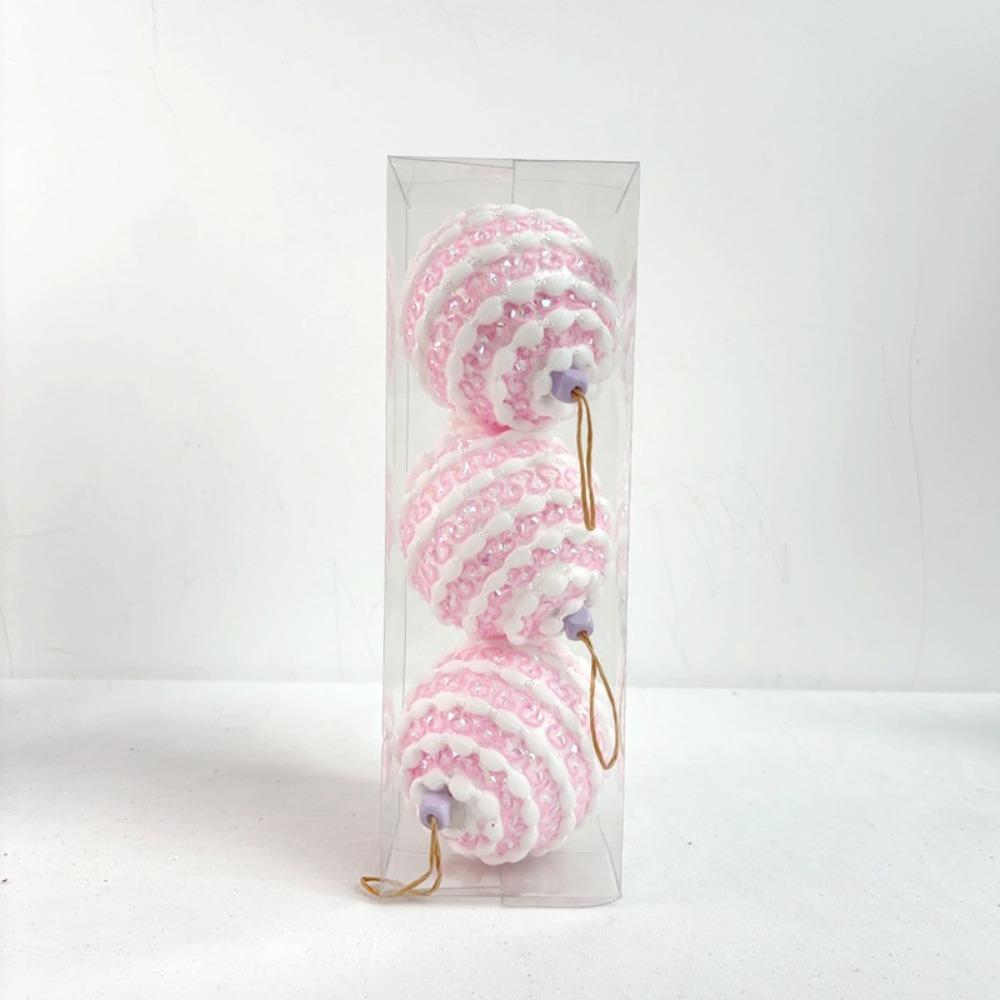 3pcs 8cm Foam Christmas Balls Pendant Shatterproof Reusable Christmas Macaron Hanging Balls Elegant Colorful