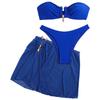 New Cross Border Swimsuit Solid Color Metal Buckle Three Pieces Women's Split Bikini Set Swimsuit